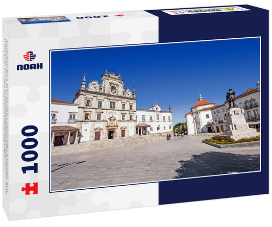Sa da Bandeira Square with a view of the Santarem See Cathedral aka Nossa Senhora da Conceicao Church, built in the 17th century Mannerist style. Portugal