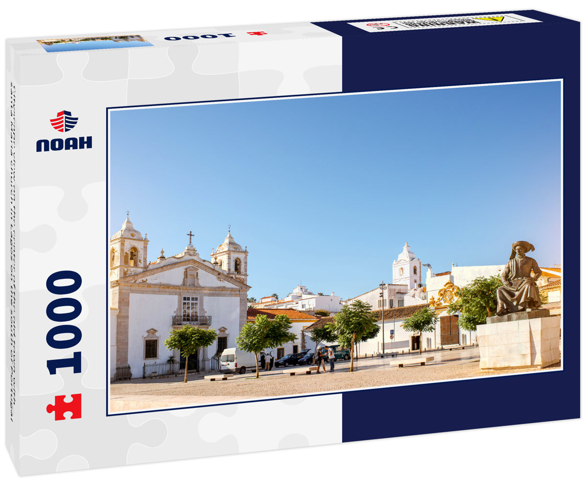 Cityscape view on the center of the old town with santa Maria church in Lagos on the south of Portugal