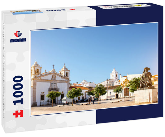 Cityscape view on the center of the old town with santa Maria church in Lagos on the south of Portugal