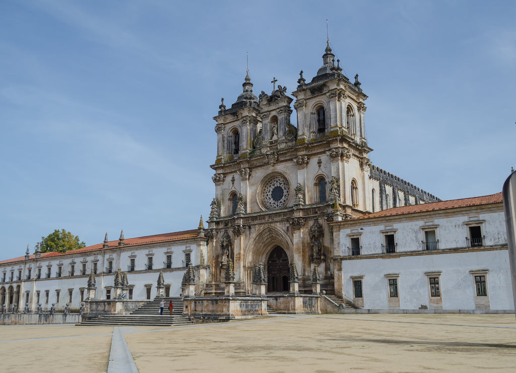 Facade of the Church of the Cistercian abbey of Alcobaça, center of Portugal