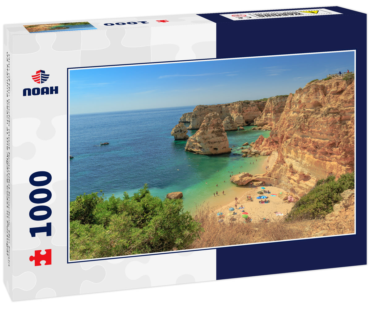 One of the worlds most beautiful beaches, the Praia da Marihna beach at the Algarve Coast in Portugal