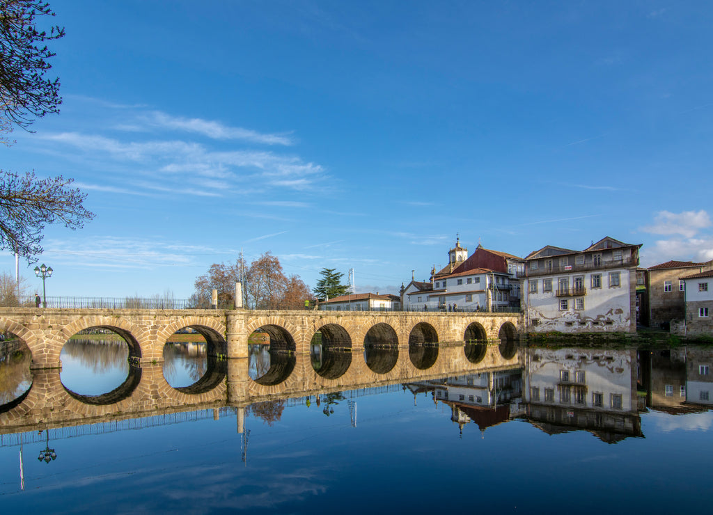Roman Bridge along Tamega River in Chaves, Portugal
