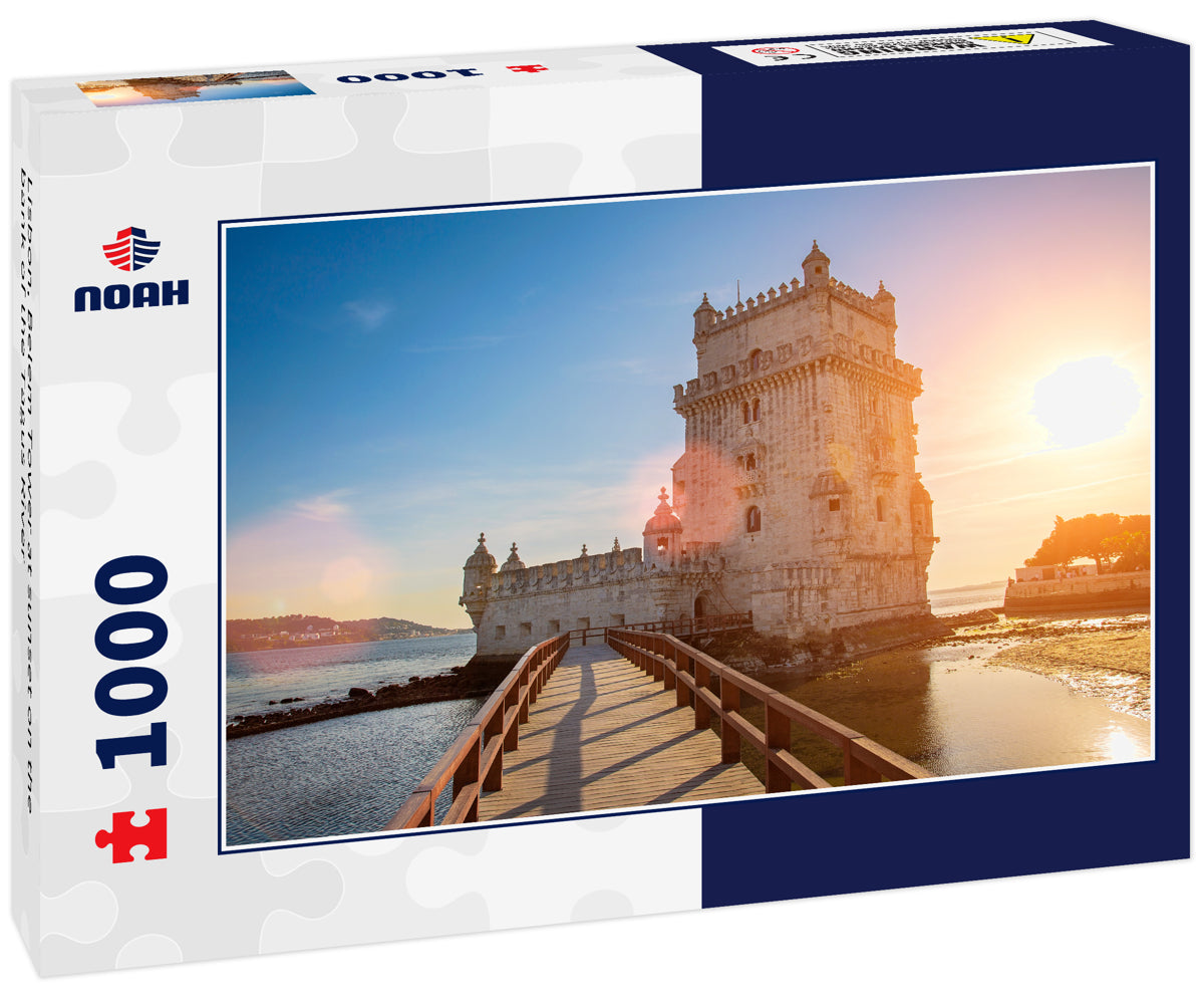 Lisbon, Belem Tower at sunset on the bank of the Tagus River