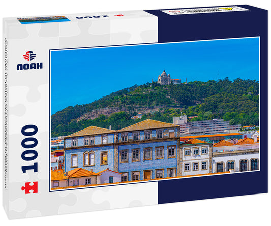 Colorful facades of houses on Lima riverside in Viana do Castelo in Portugal