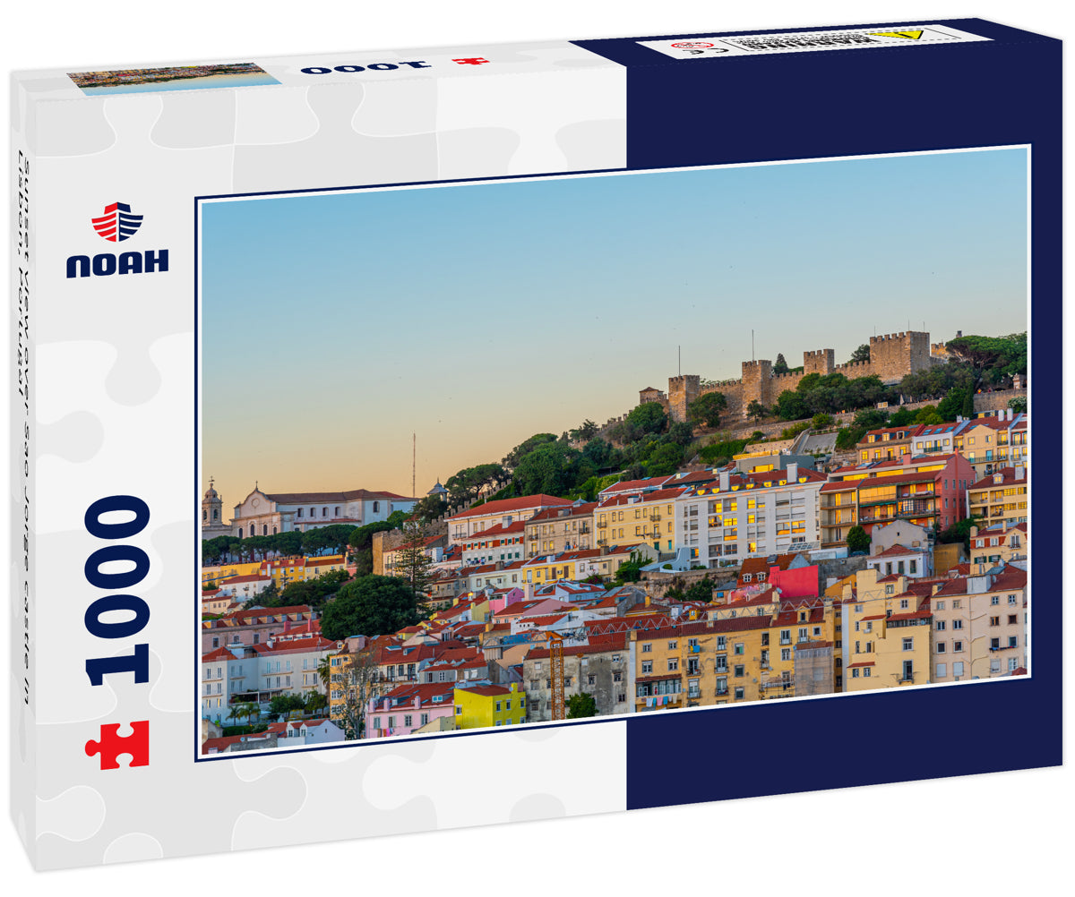 Sunset view over Sao Jorge castle in Lisbon, Portugal