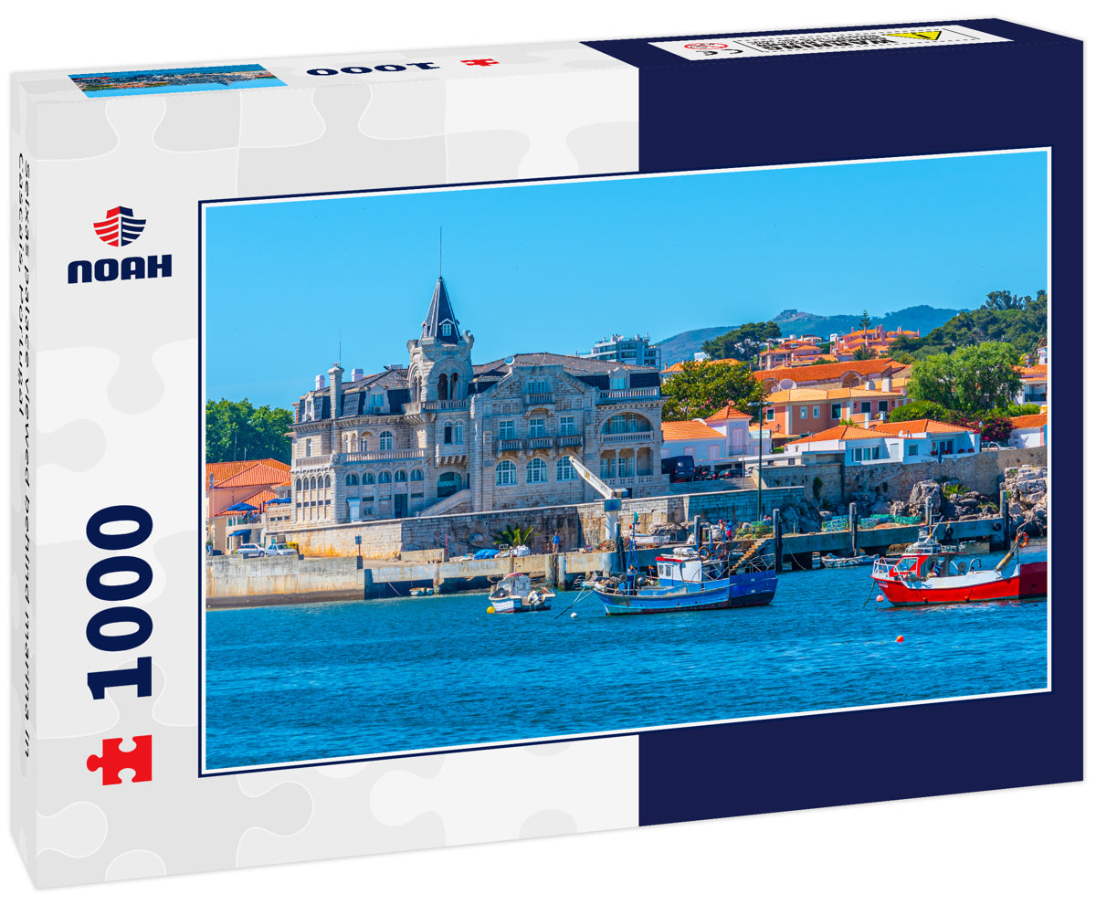 Seixas palace viewed behind marina in Cascais, Portugal