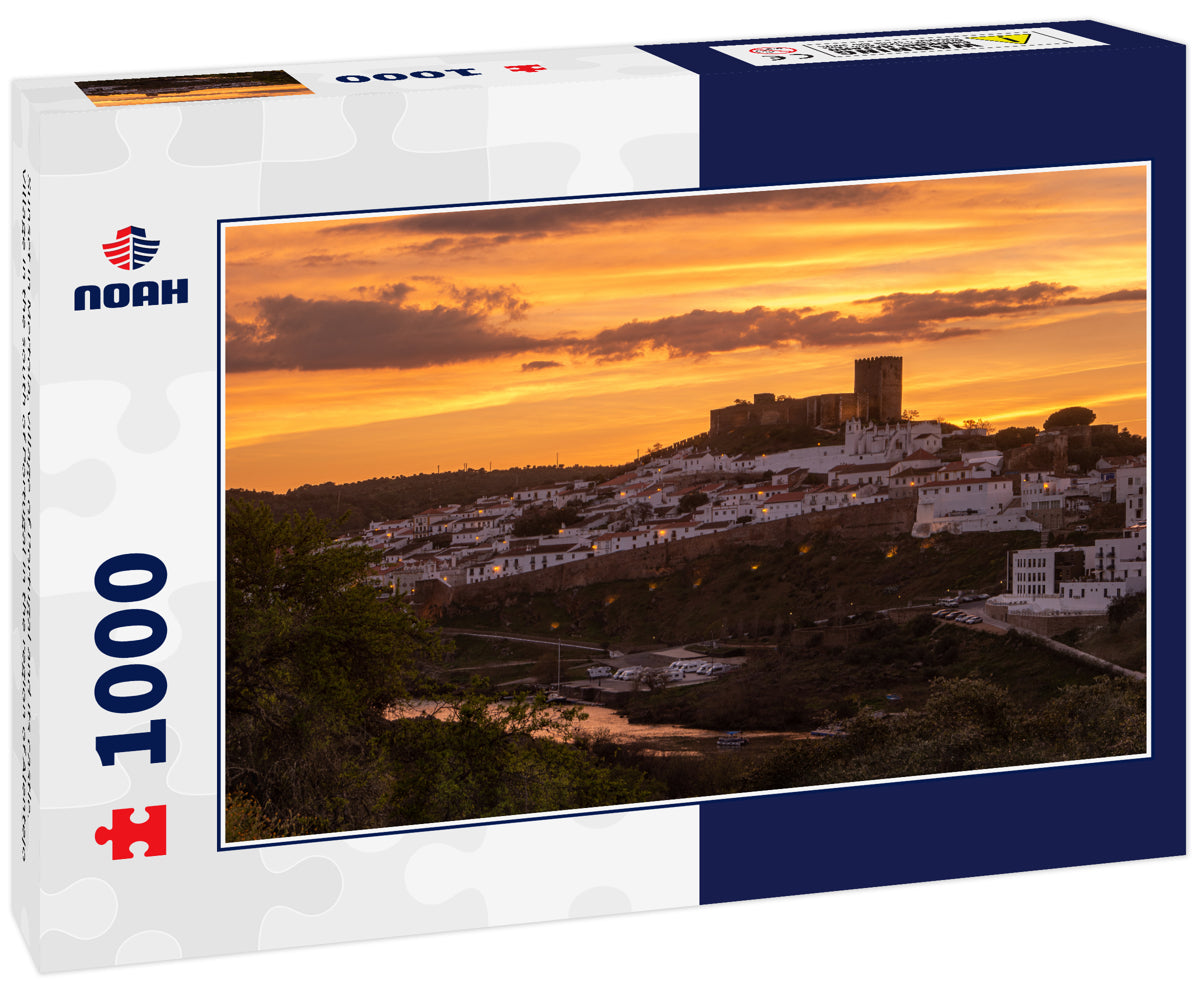 Sunset in Mertola, village of Portugal and its castle. Village in the south of Portugal in the region of Alentejo