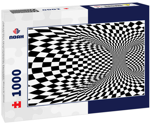 Abstract Wormhole Tunnel. Black and white square optical illusion
