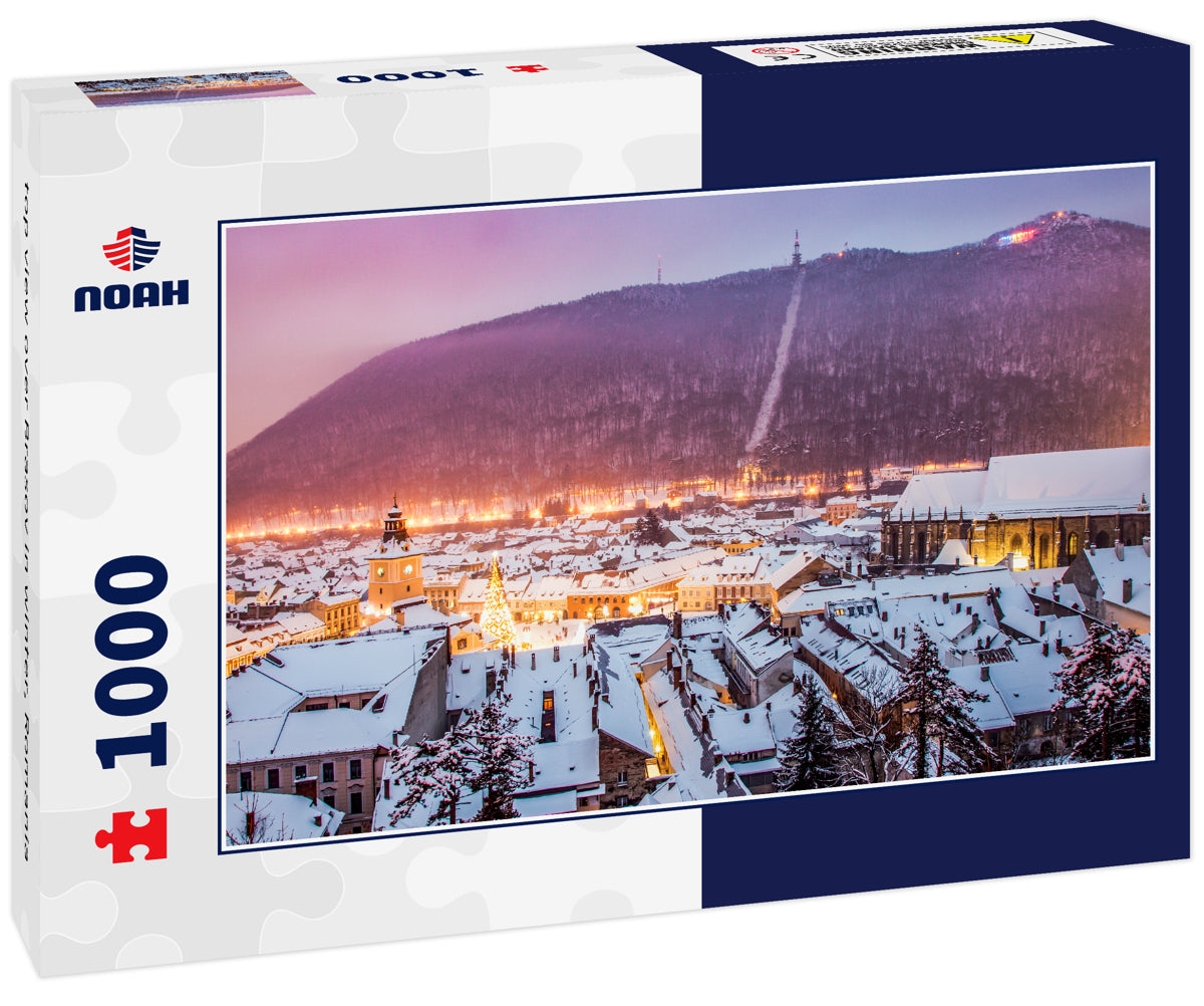 top view over Brasov in winter, Romania