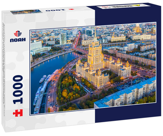 Aerial view of Moscow City with Moscow River, Russia, Moscow skyline with the historical architecture skyscraper and Moskva River