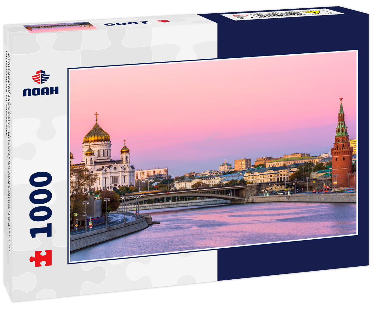 Cathedral of Christ the Savior and Moscow river at twilight in Moscow, Russia, Architecture and landmarks of Moscow