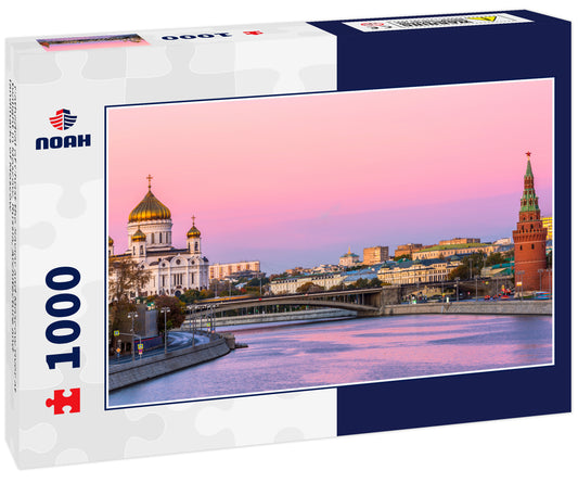 Cathedral of Christ the Savior and Moscow river at twilight in Moscow, Russia, Architecture and landmarks of Moscow