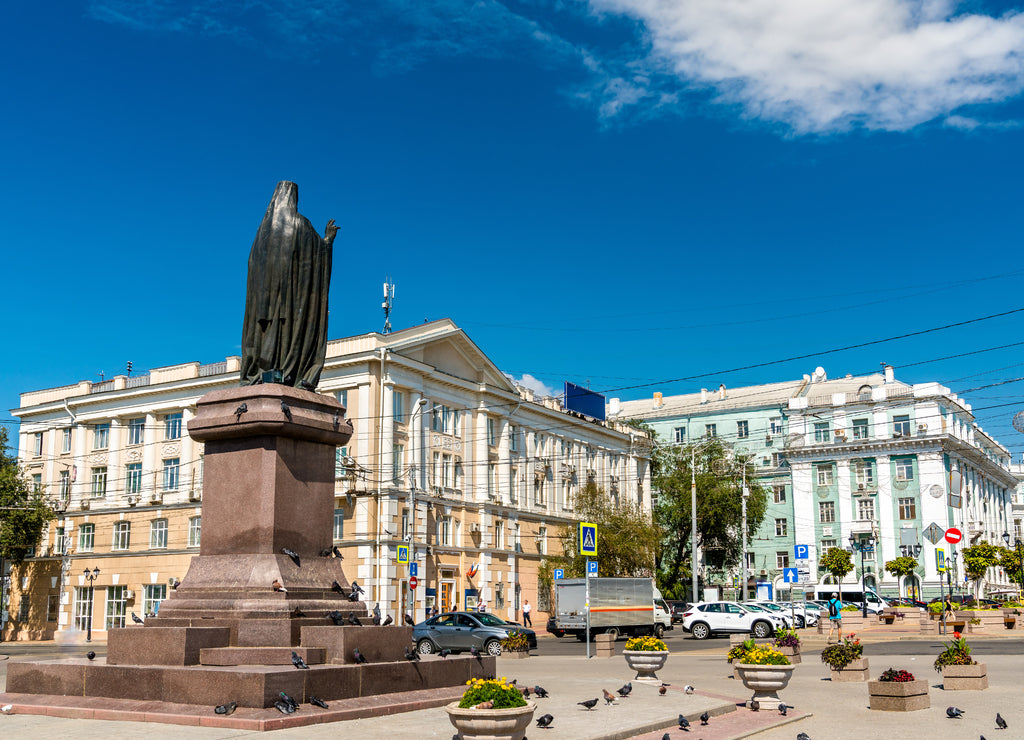 Statue of Saint Dimitry of Rostov on Cathedral Square in Rostov-on-Don, Russia
