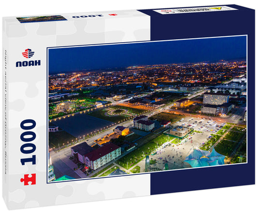 Night aerial view of Grozny, Russia