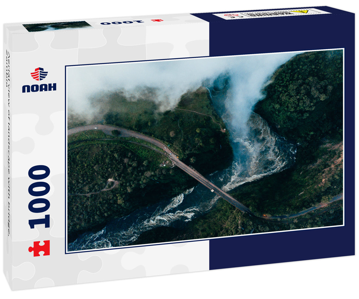 Aerial view of landscape with bridge, Zambia