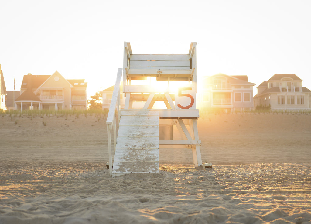 Sunset Through Lifeguard Stand #5 In Spring Lake New Jersey