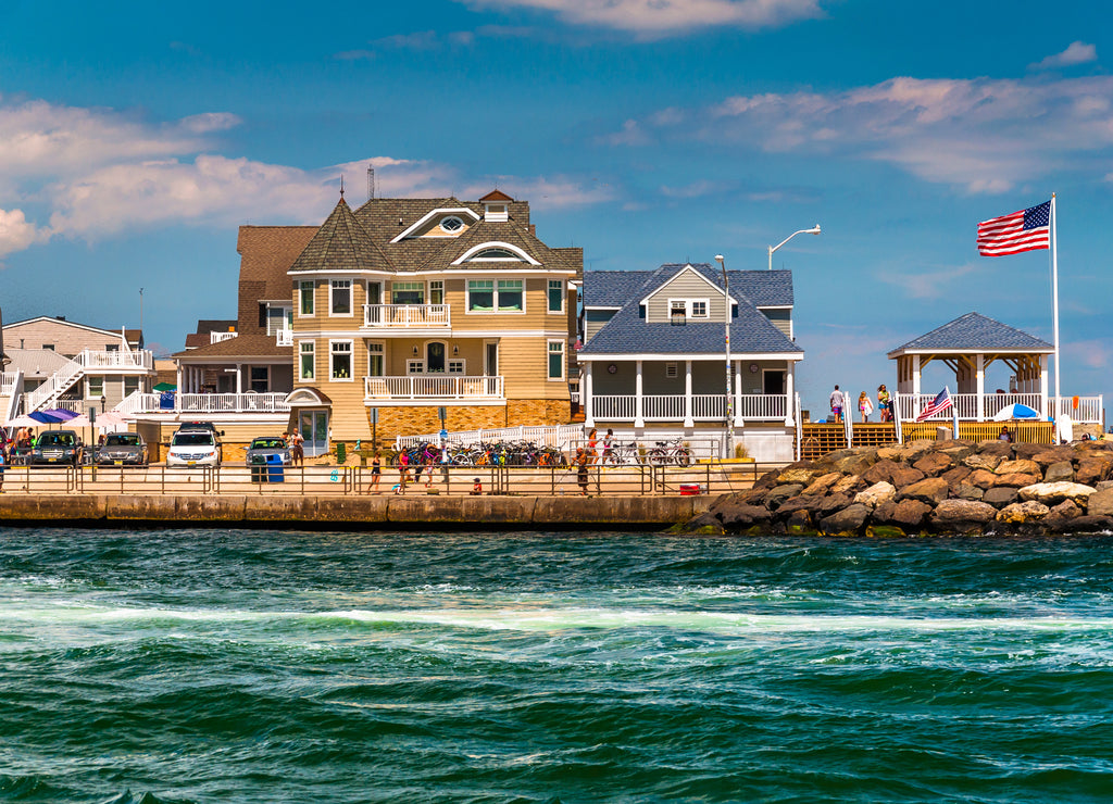 Beach houses along the inlet in Point Pleasant Beach, New Jersey