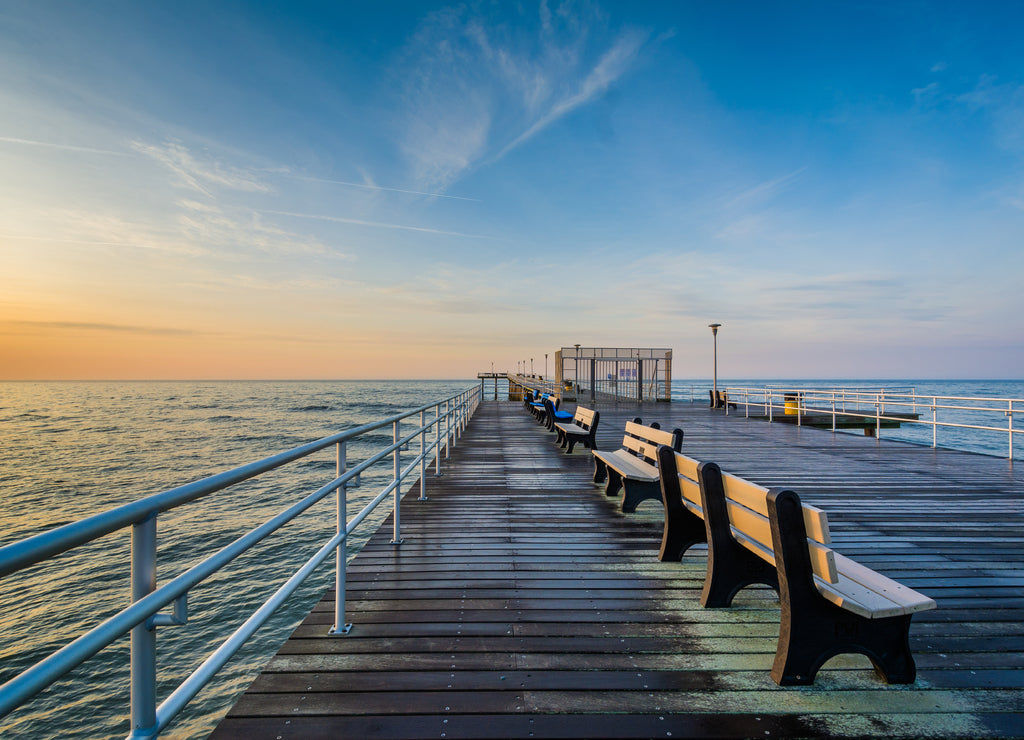 The fishing pier at sunrise in Ventnor City, New Jersey