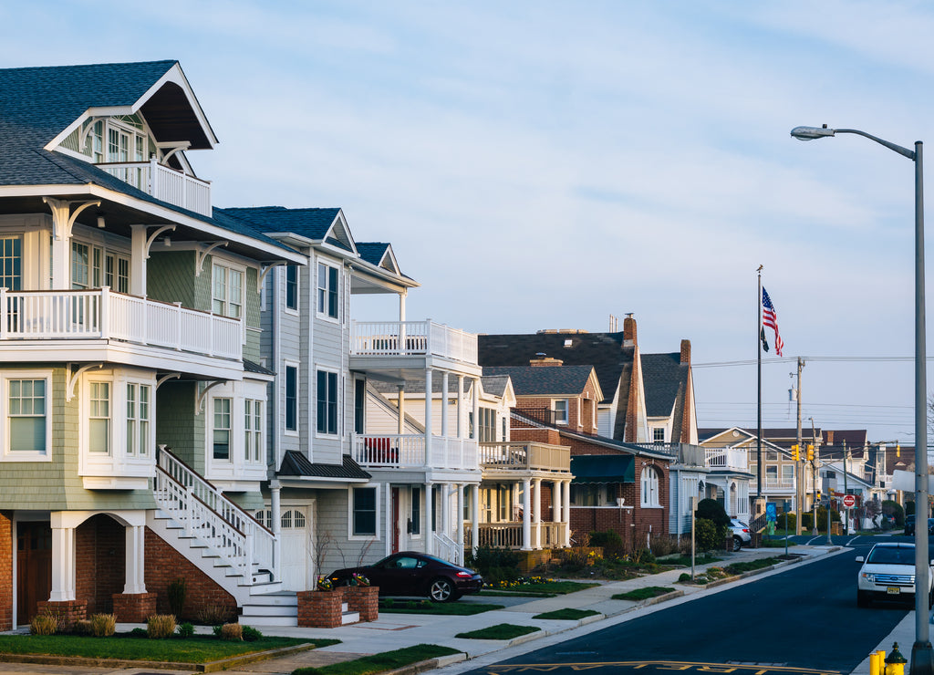 Houses along Cambridge Avenue in Ventnor City, New Jersey