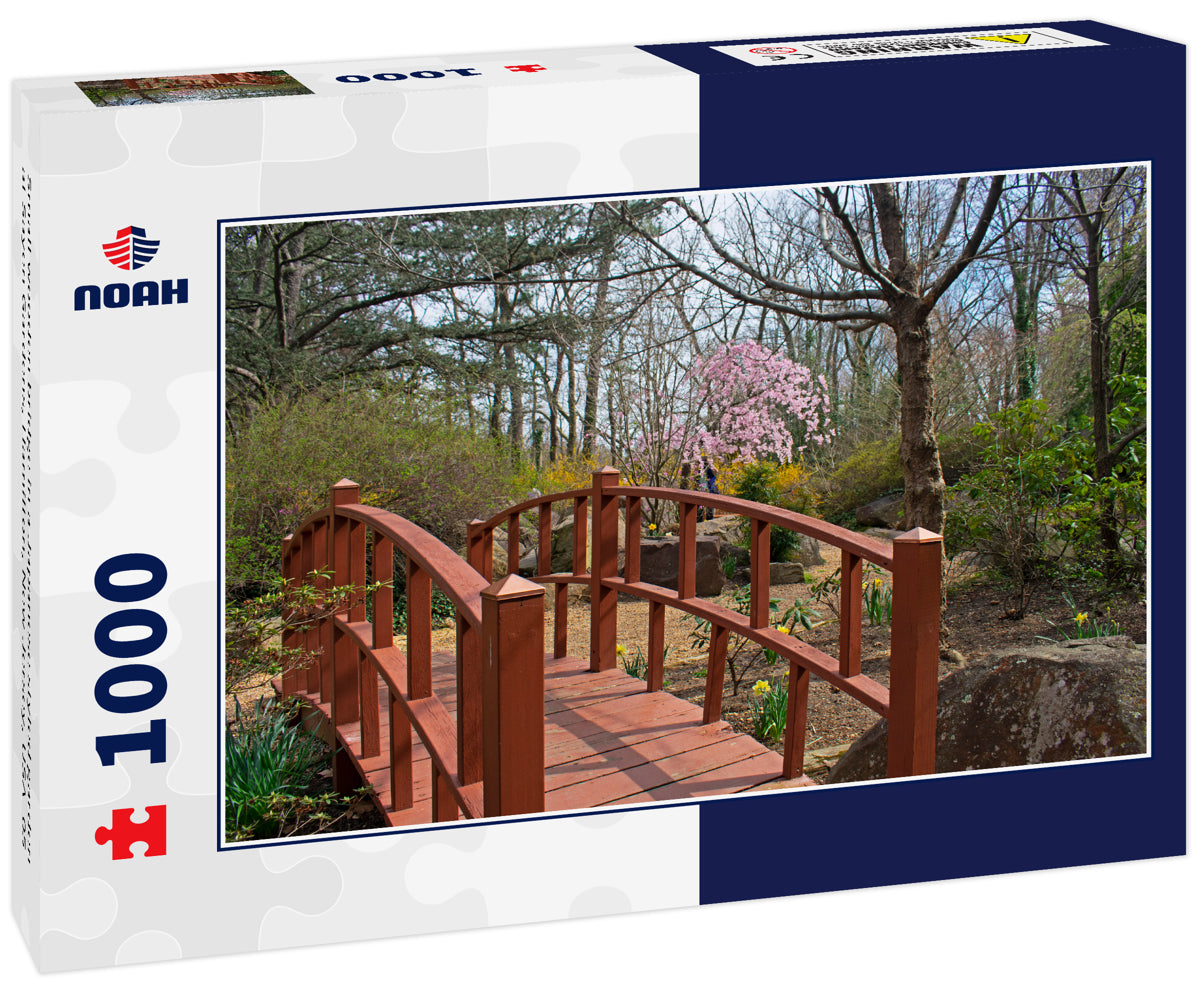 Small wooden bridge in a Japanese styled garden at Sayen Gardens, Hamilton, New Jersey, USA -05