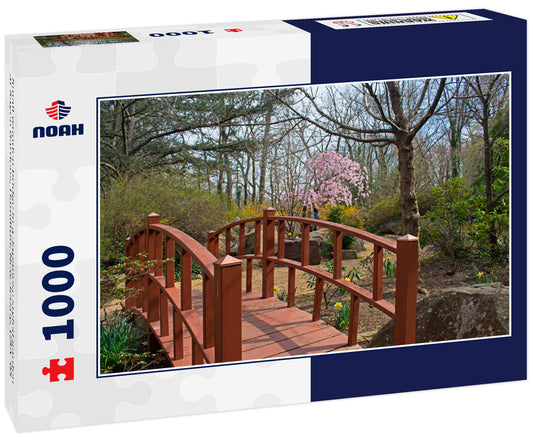 Small wooden bridge in a Japanese styled garden at Sayen Gardens, Hamilton, New Jersey, USA -05