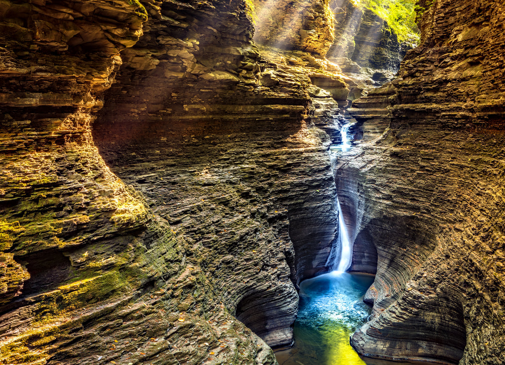 Watkins Glen State Park waterfall canyon in Upstate New York