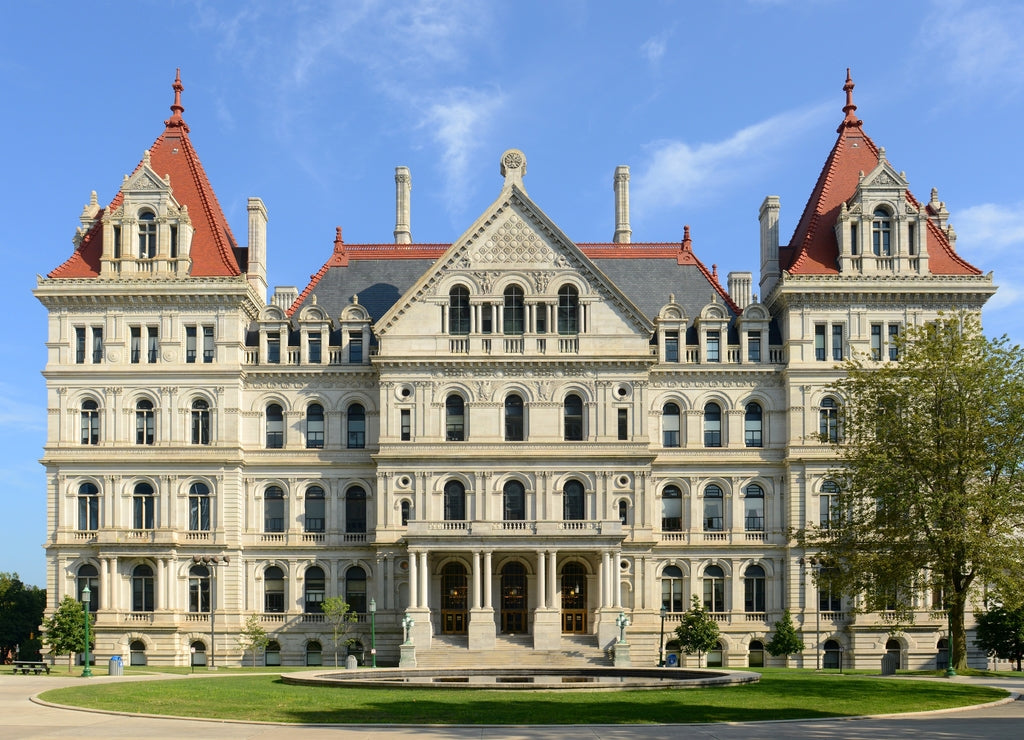 New York State Capitol, Albany, New York, USA. This building was built with Romanesque Revival and Neo-Renaissance style in 1867