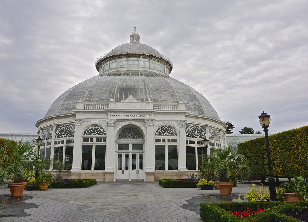 The Bronx, New York, USA: The Enid A. Haupt Conservatory (1902), a greenhouse in the New York Botanical Garden, was modeled after the Palm House at the Royal Botanic Garden at Kew, England
