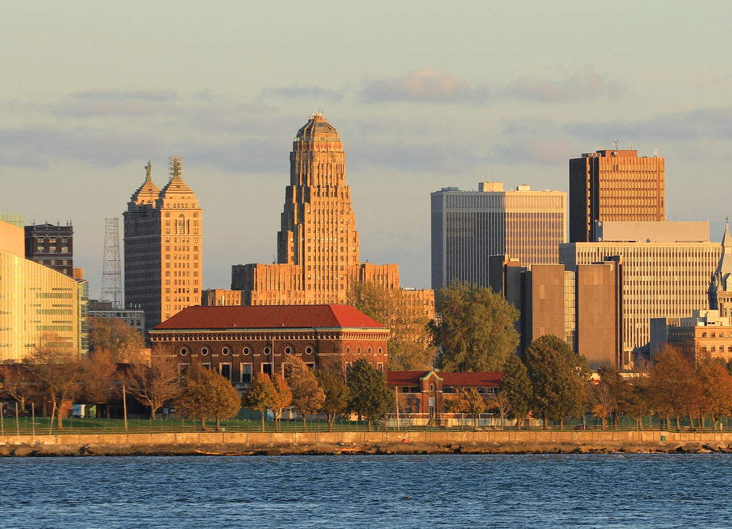 Buffalo, New York skyline across Niagara River