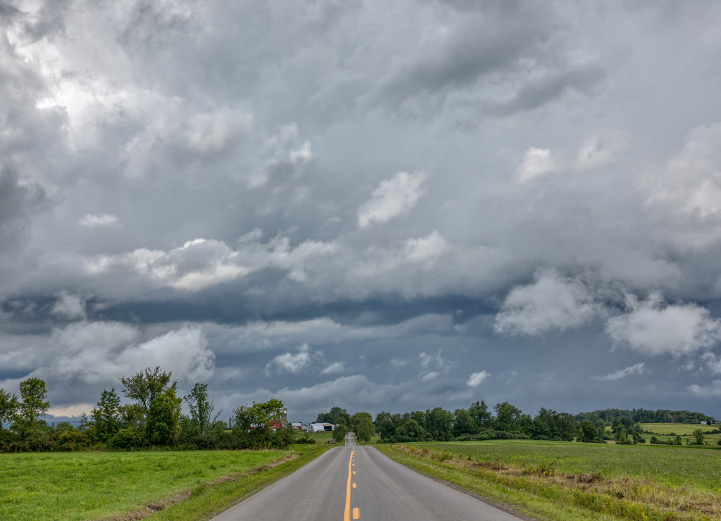 Summer storm clouds over farm country in the Mohawk Valley of Montgomery County, New York State, USA