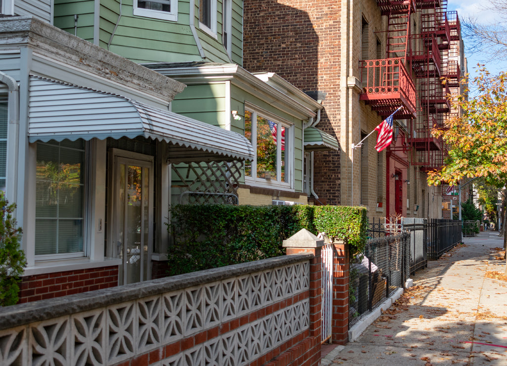 A Row of Old Homes in Astoria Queens New York