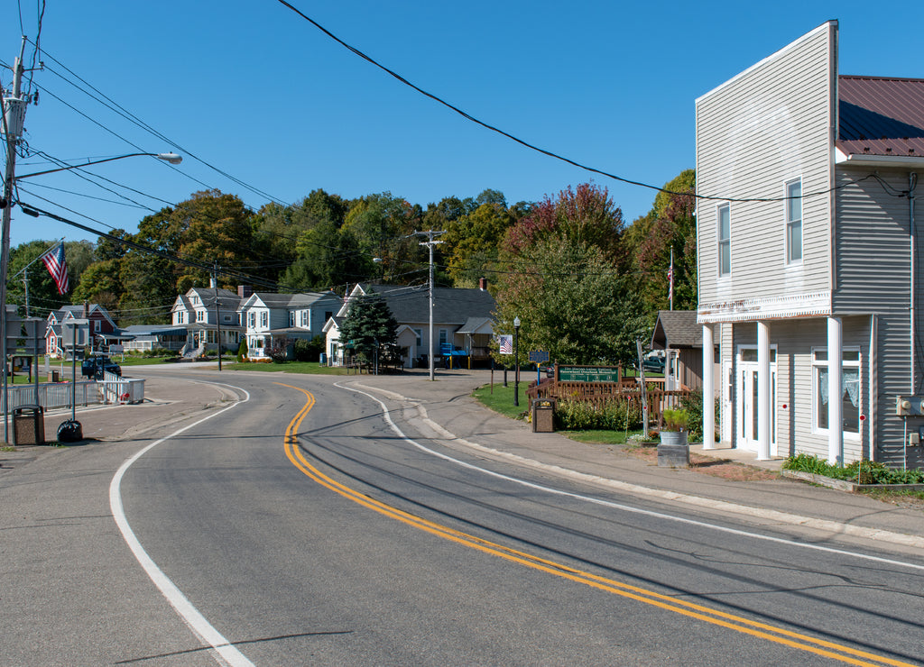 Route 430 (Station Road) passes through Findley Lake in the Town of Mina, Chautauqua County, New York