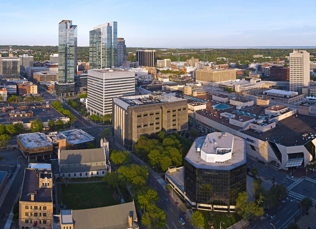 Aerial landscape of White Plains, New York