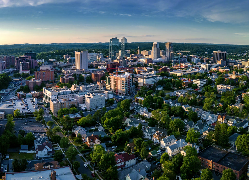 Aerial landscape of White Plains, New York