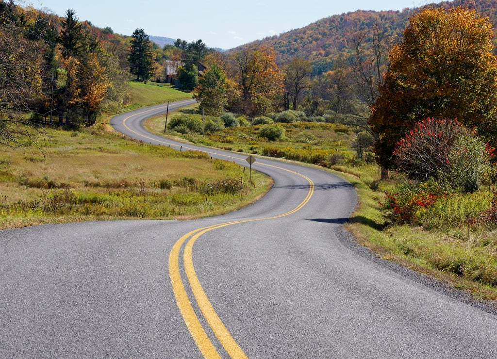 Windy road in Delaware County New York
