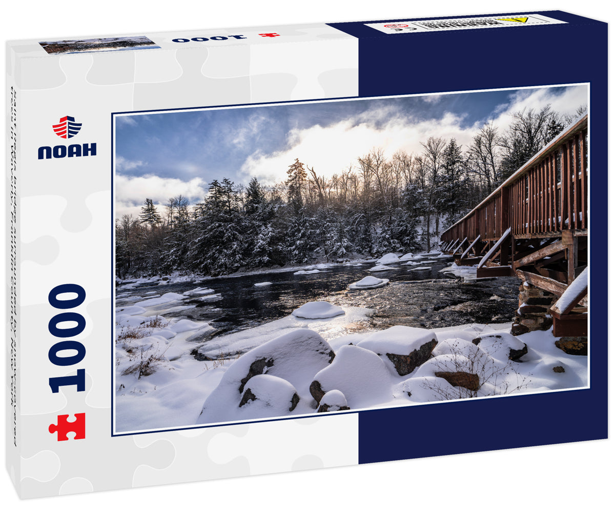 Saint Regis bridge surrounded by snow-covered trees in Waverly, Franklin County, New York