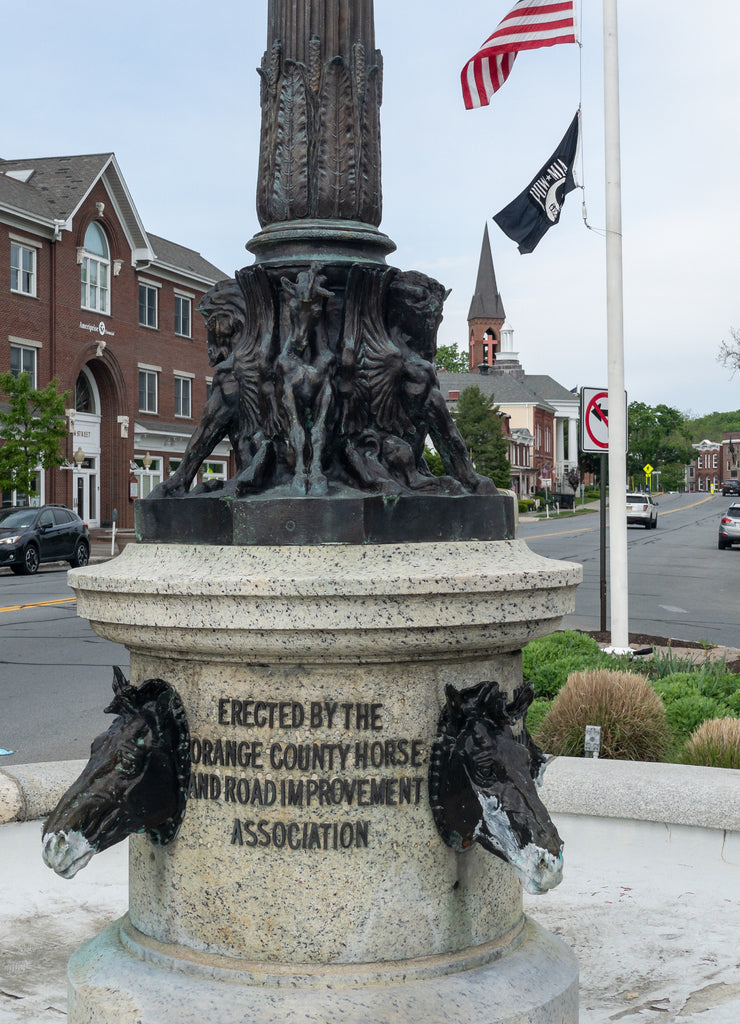 Goshen, New York: Closeup view of the Harriman Fountain in center of Goshen's historic district