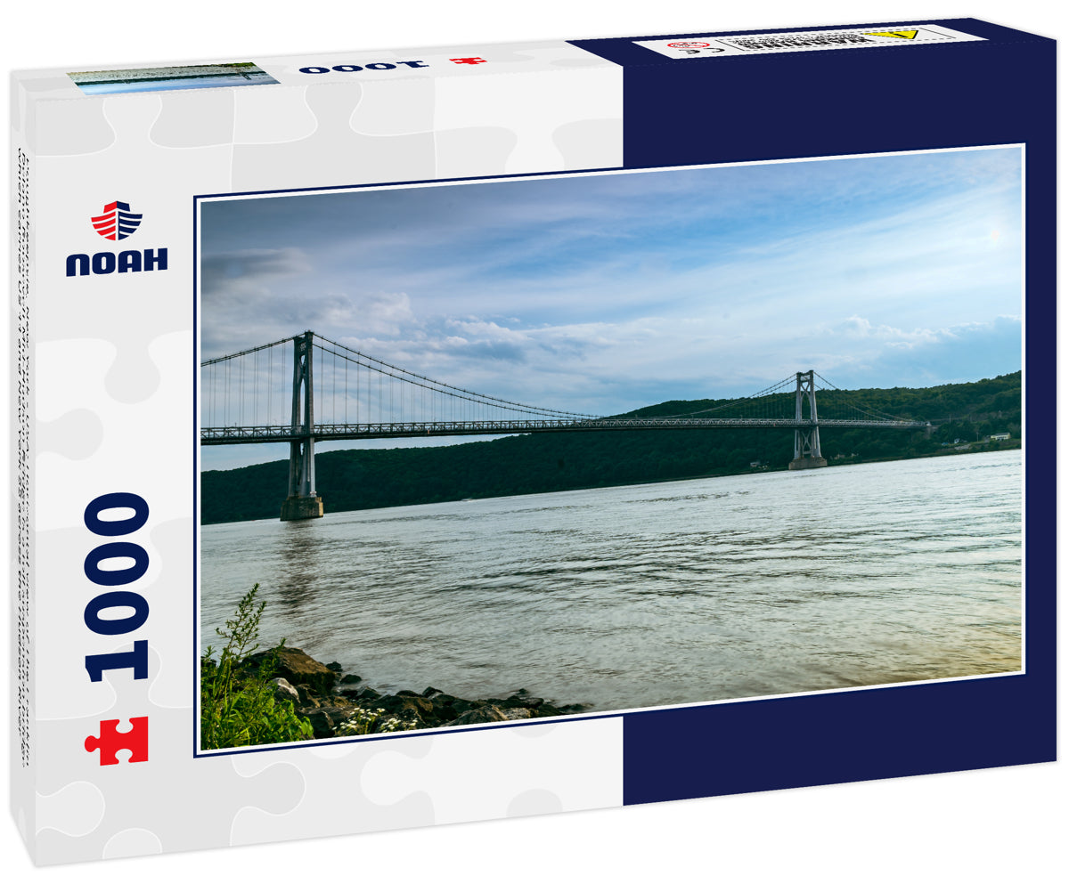 Poughkeepsie, New York - USA: Horizontal view of The Franklin Delano Roosevelt Mid-Hudson Bridge is a toll suspension bridge which carries US 44 and New York 55 across the Hudson River