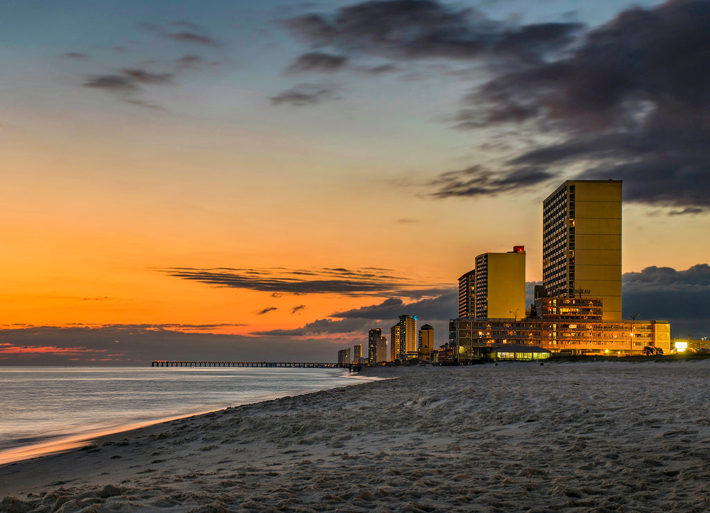 Sunset over Panama City Beach, Florida, USA Skyline