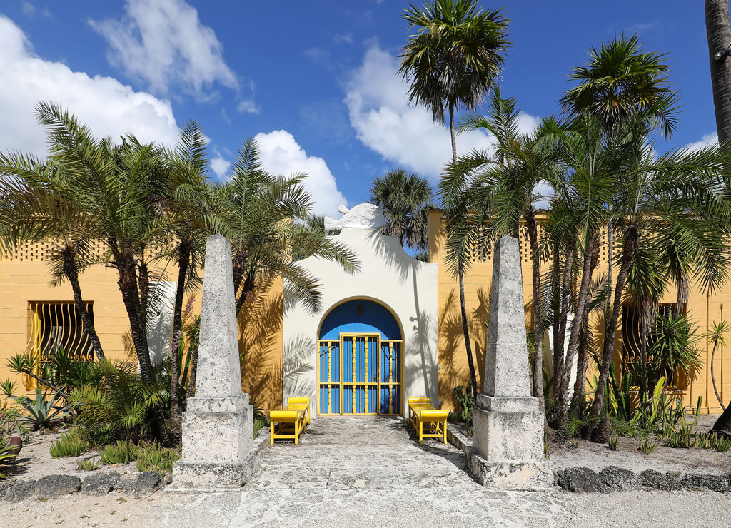 Main entrance to the Bonnet House Museum & Gardens in Fort Lauderdale, Florida, USA