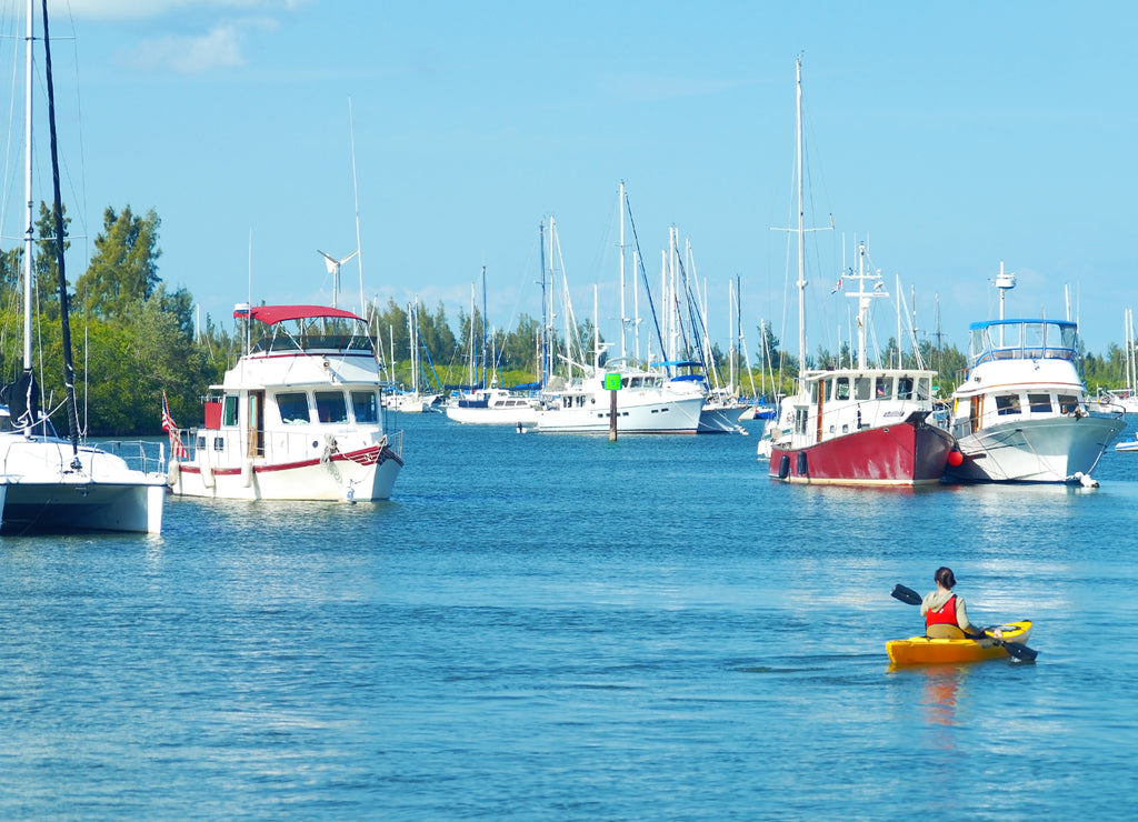 boats girl kayak water paddle florida Vero Beach