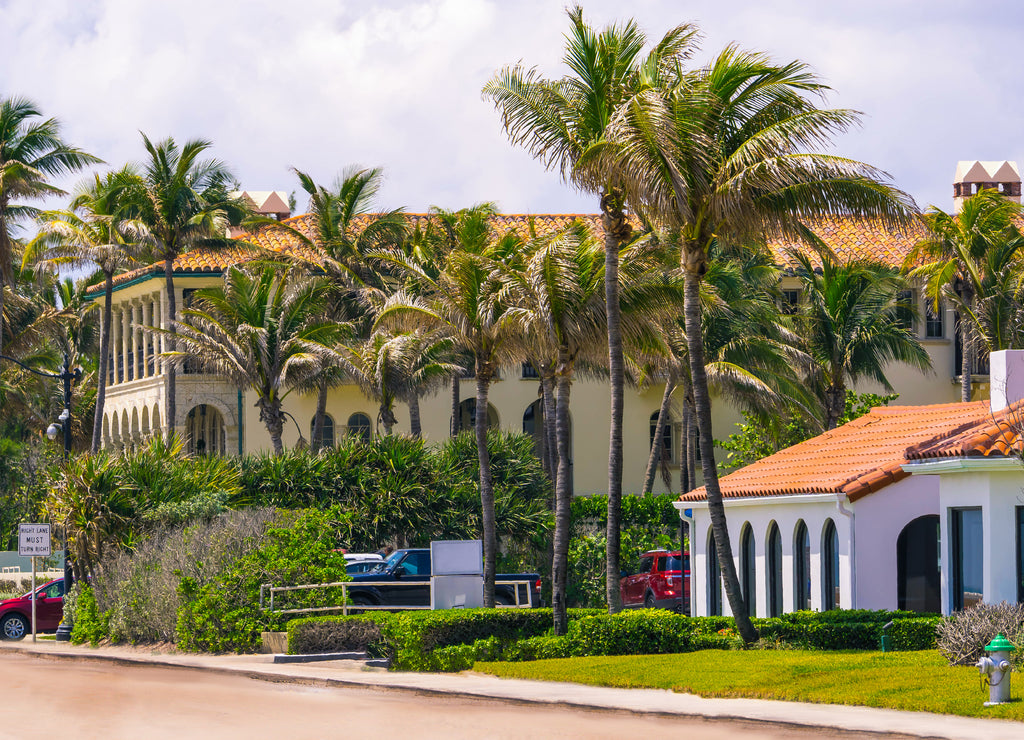 The road with cars at Palm Beach, Florida at United States