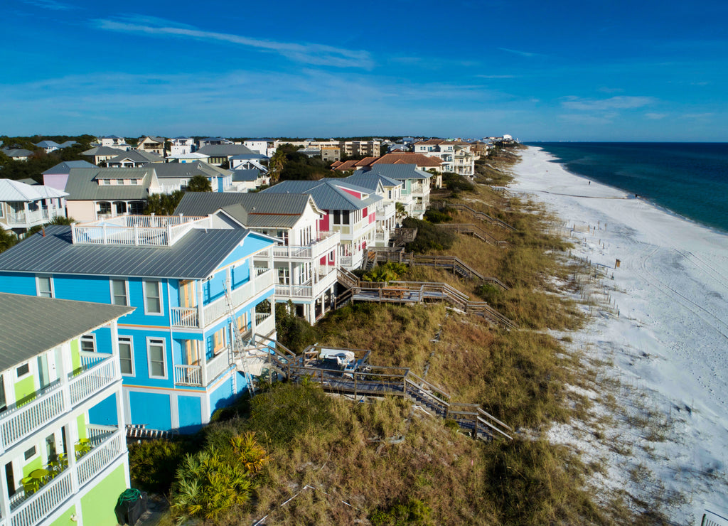 An Aerial View Down the Beach at Santa Rosa Beach, Florida