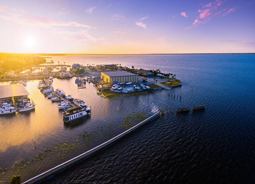 Aerial view of Lake Monroe in Sanford Florida