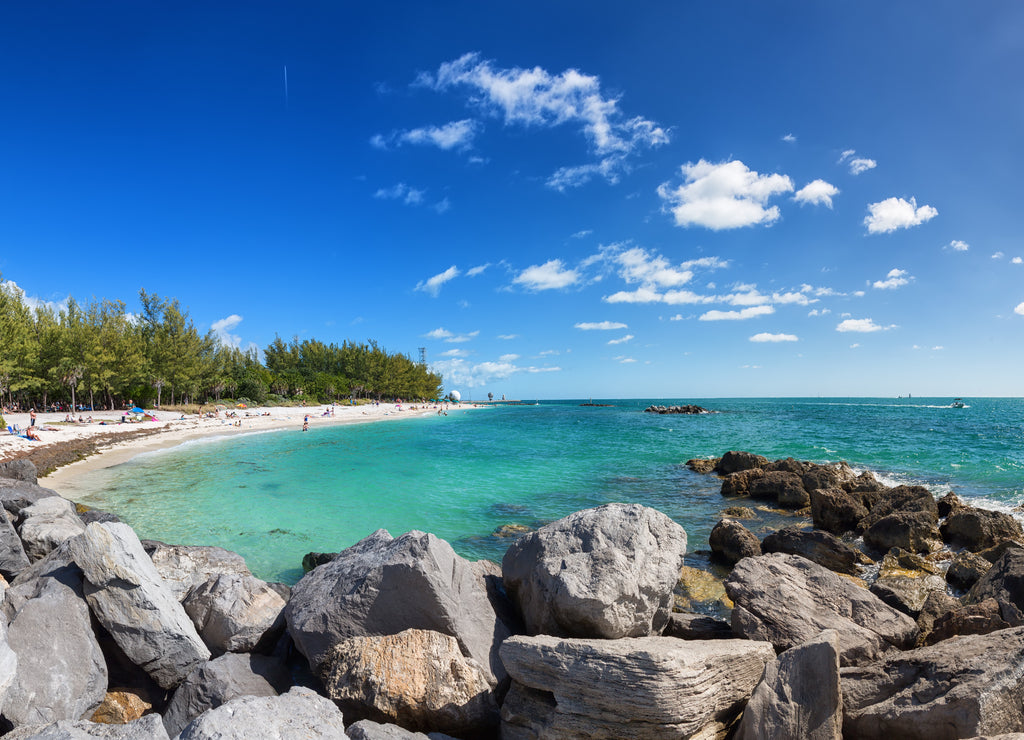 Public beach panorama in Fort Zachary Taylor State Park, Key West, Florida Keys