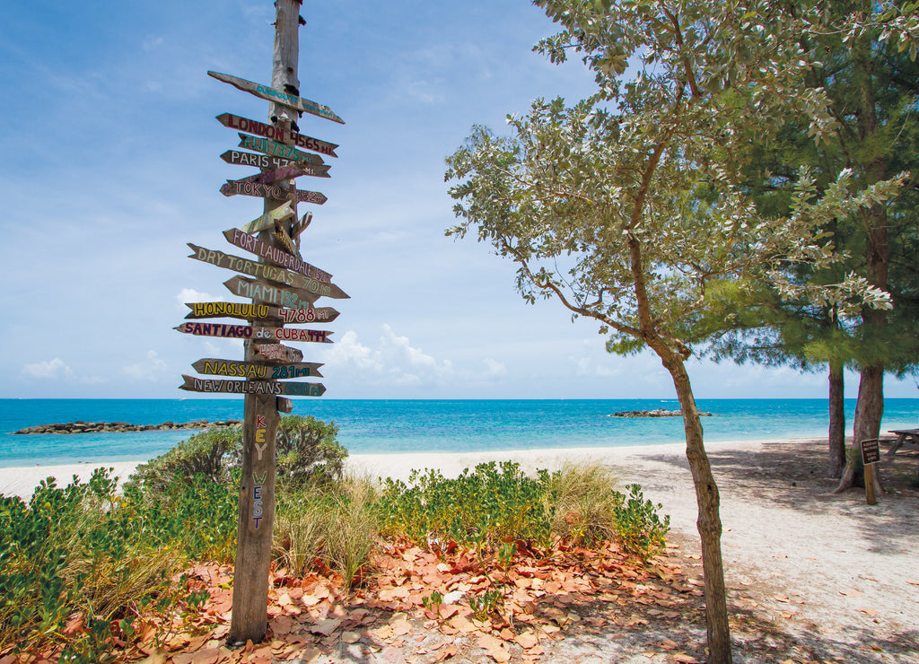 Direction Sign at Fort Zachary Taylor Historic State Park, Key West, Florida