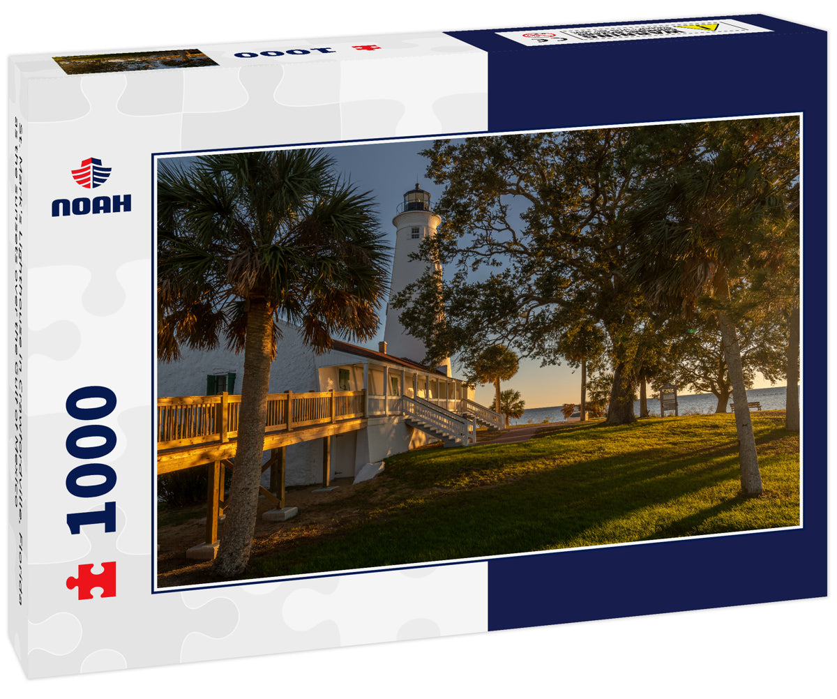 St. Mark's Lighthouse in Crawfordville, Florida as the sunsets over the Gulf of Mexico