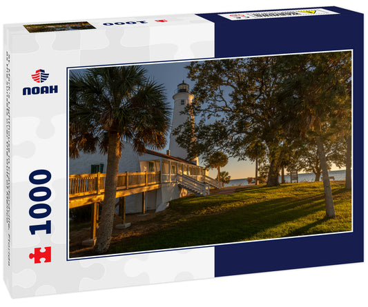 St. Mark's Lighthouse in Crawfordville, Florida as the sunsets over the Gulf of Mexico