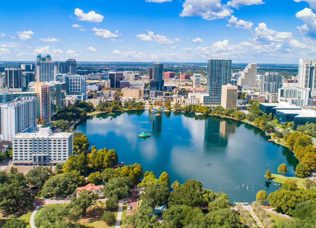 Orlando, Florida, USA Downtown Drone Skyline Aerial