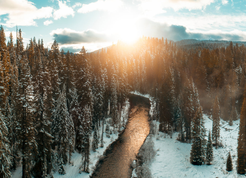 Golden River Sunset in Oregon Winter on the Rogue River